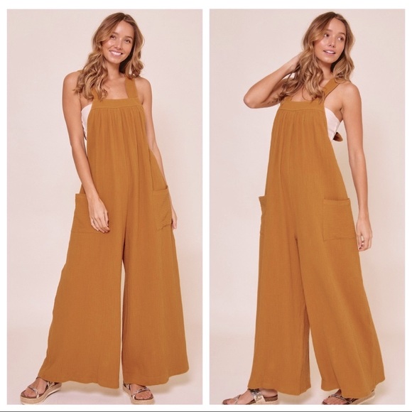 47 Boho ✨Angela Solid Fabulous Wide Leg Jumpsuit - Picture 2 of 6